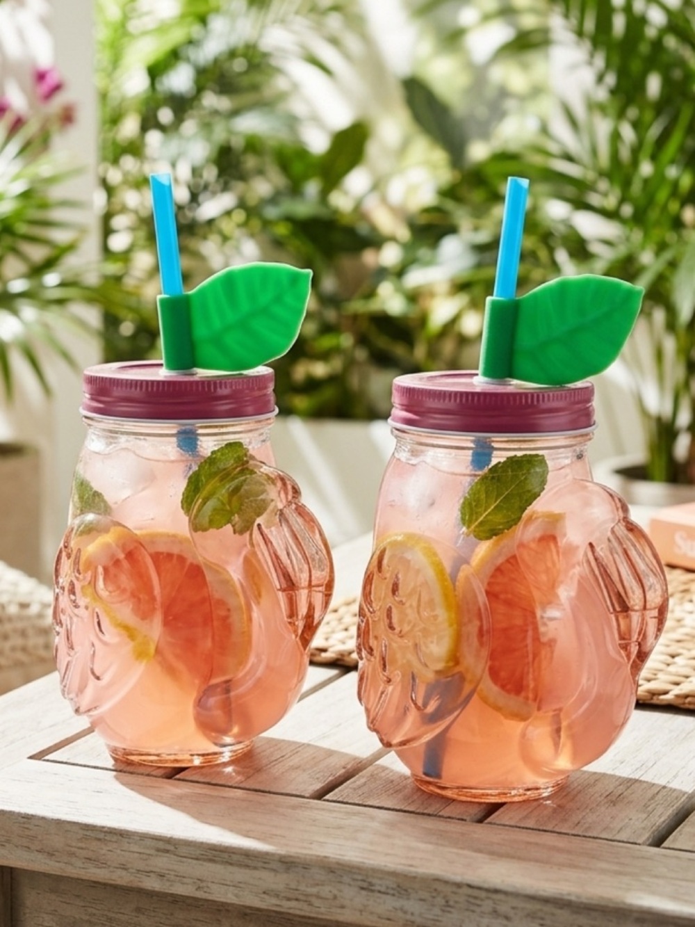 Target Bullseye Flamingo Mason Jar 16oz. Glass Tumblers With Straw (2)
